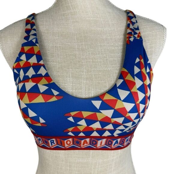 Adidas X Farm Rio PsychedelicWave Blue & Red Strappy Medium Support Sports Bra - Picture 5 of 12